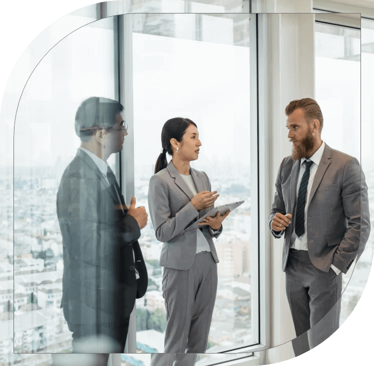 Business team talking in a modern office